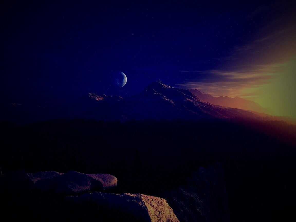 Луна над горами обои