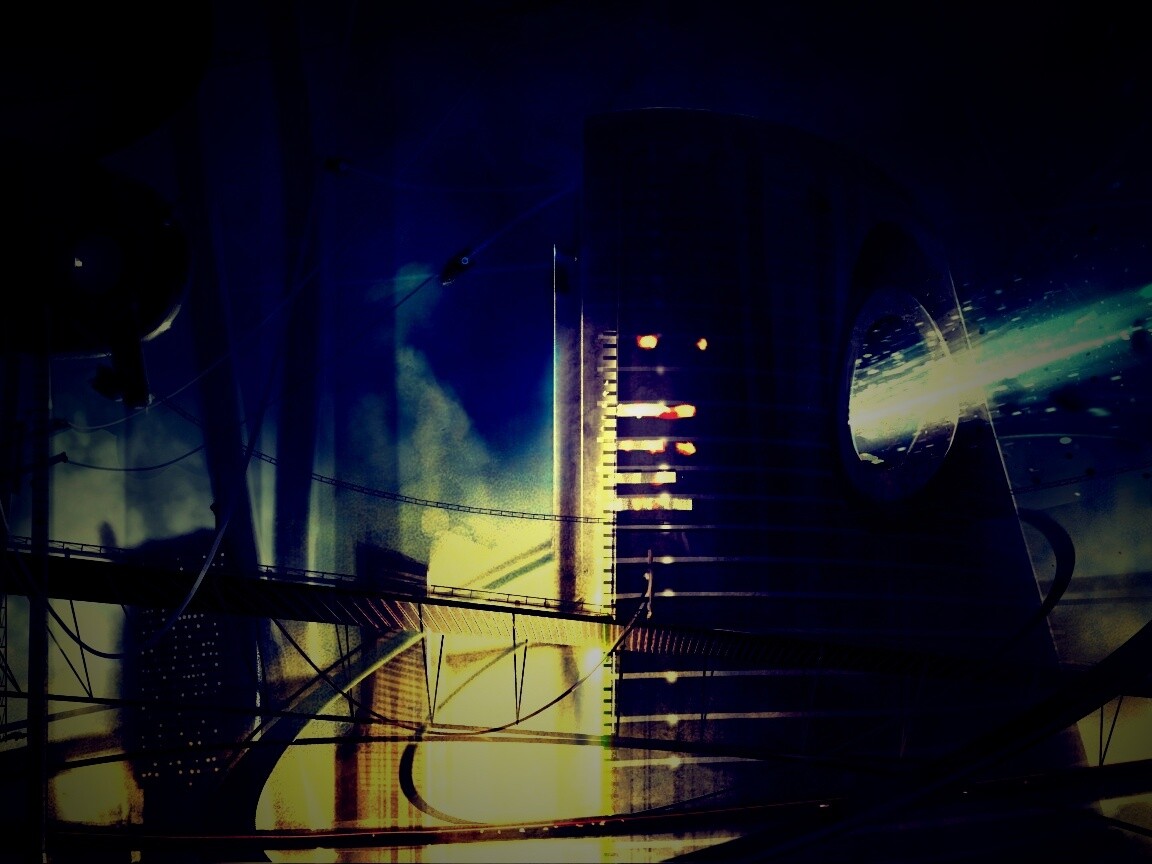 Выброс в городе будущего обои