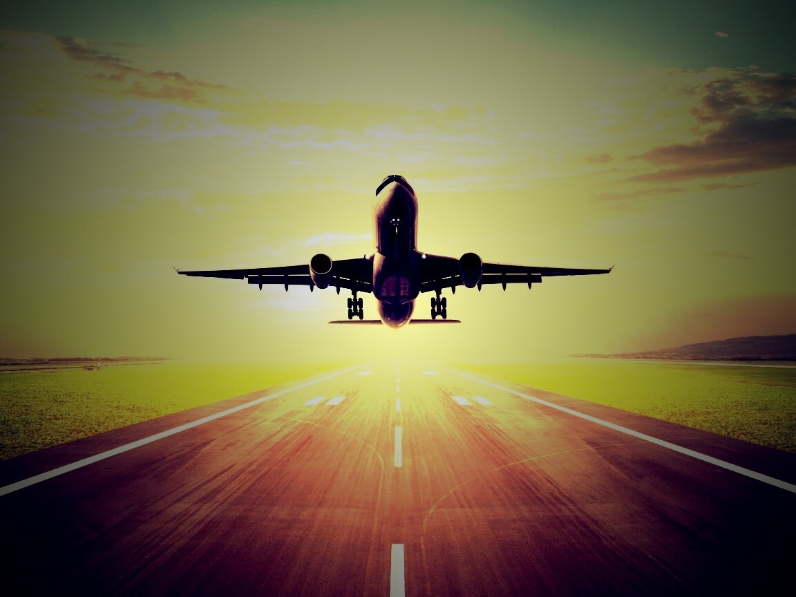 Взлетающий самолет обои