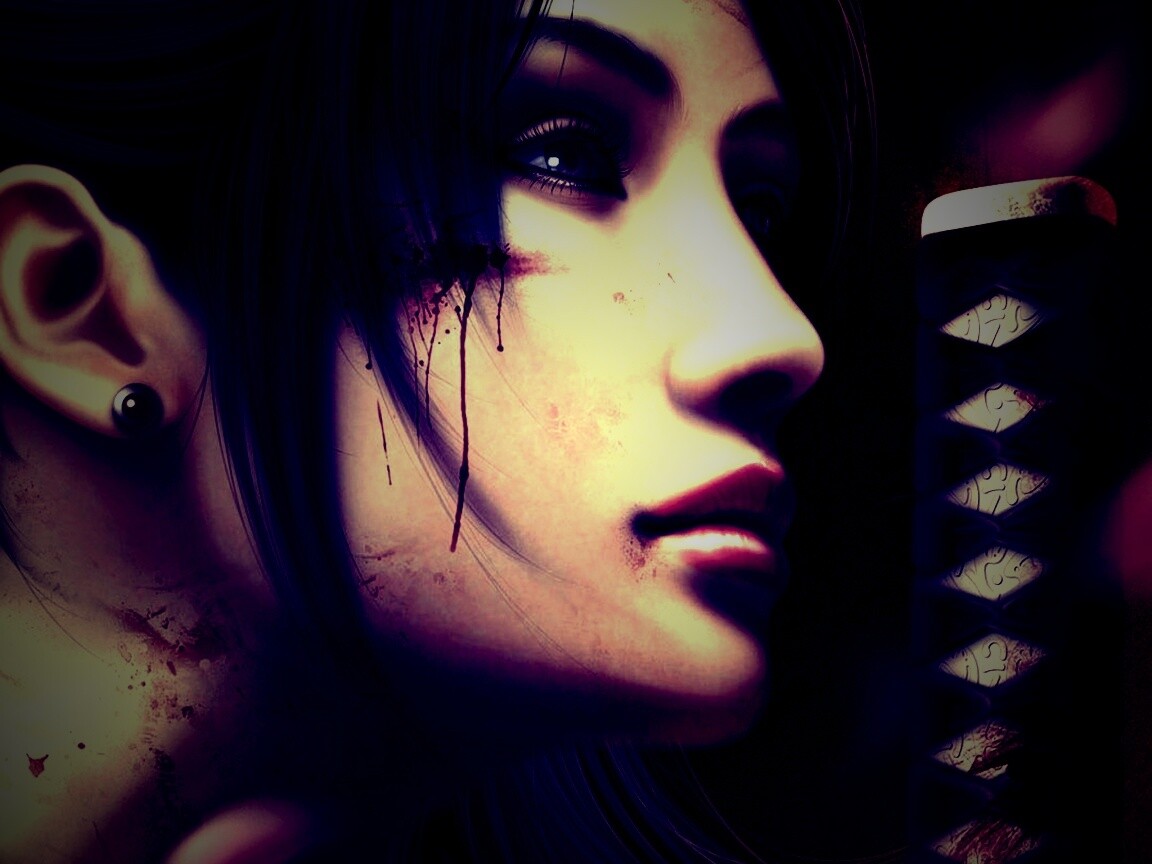 Японка с катаной обои