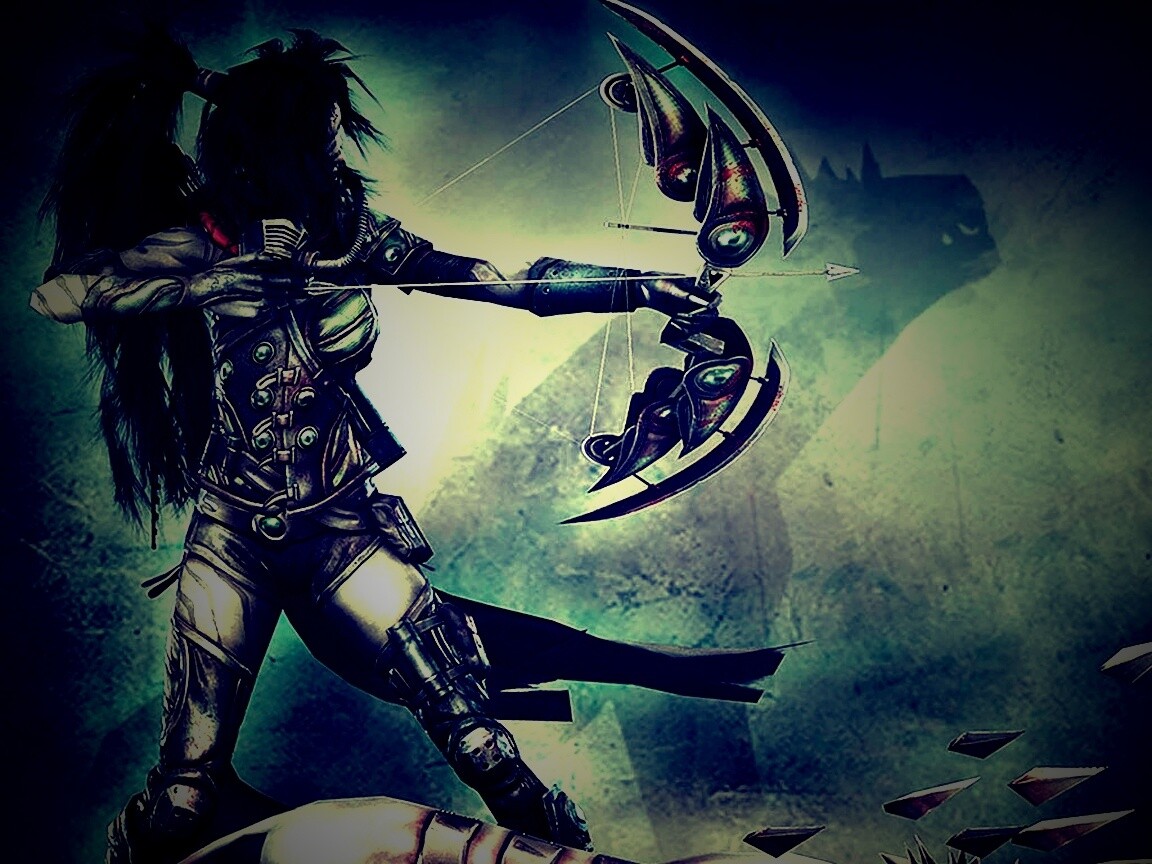 Лучница с боевым псмо обои