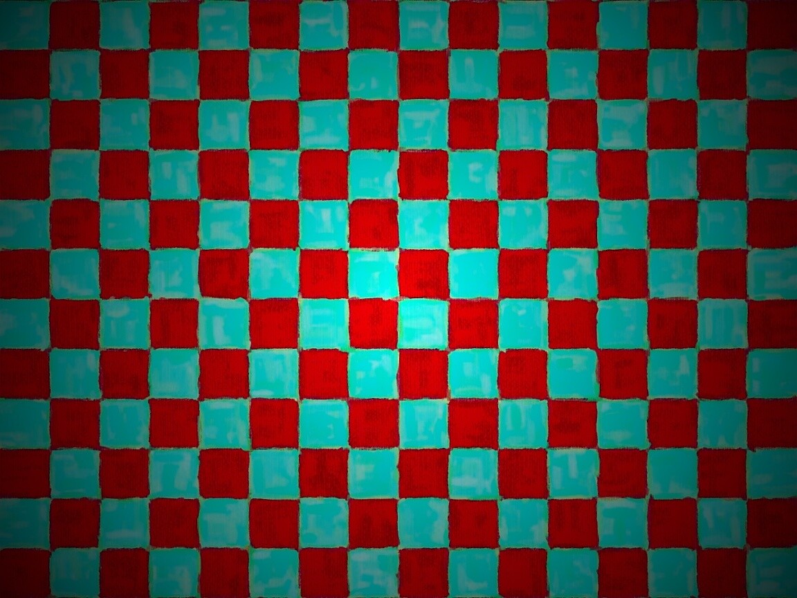 Рисованные красно-голубые клетки обои