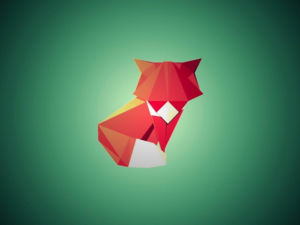 Origami fox обои
