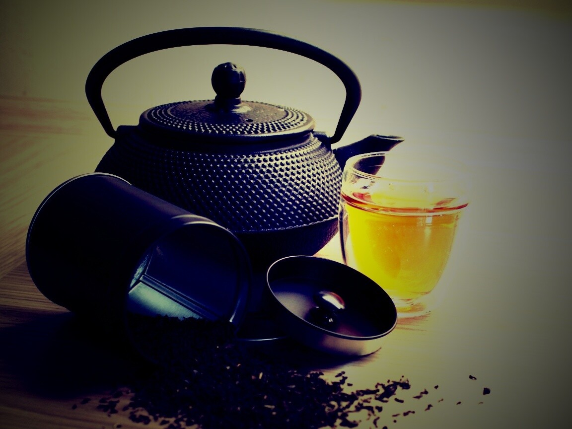 Черный чайный набор обои