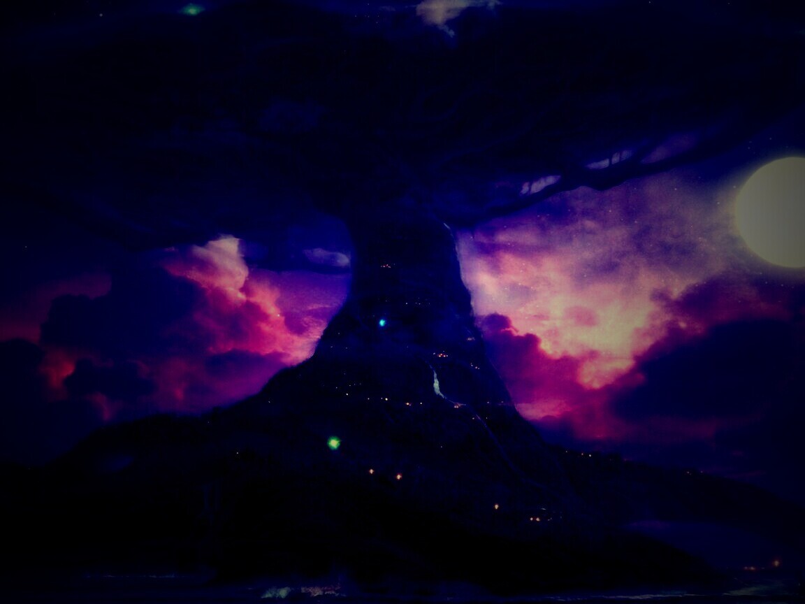 Дерево-город обои