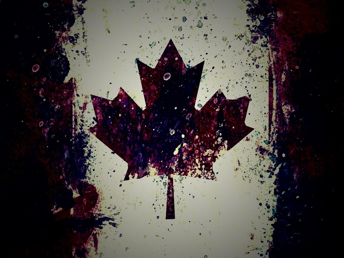 Флаг Канады нарисованный краской обои