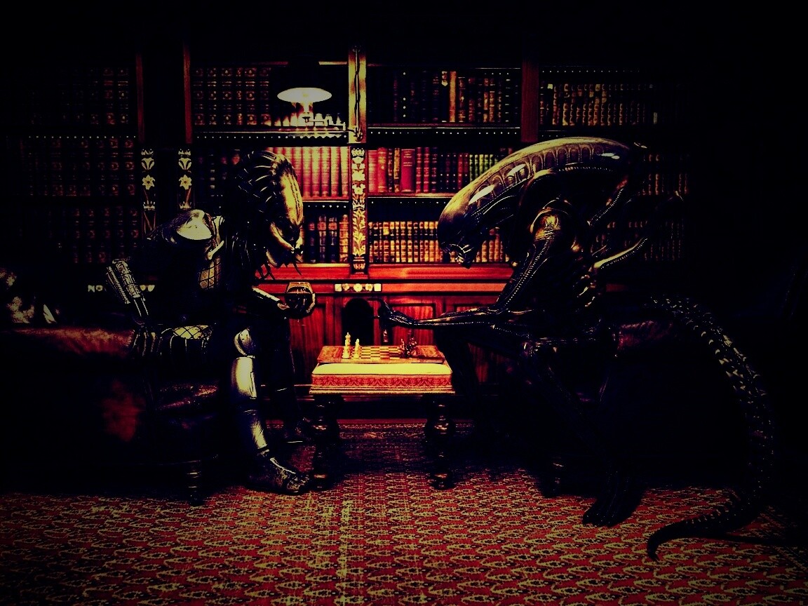 Чужой против хищника в шахматы обои