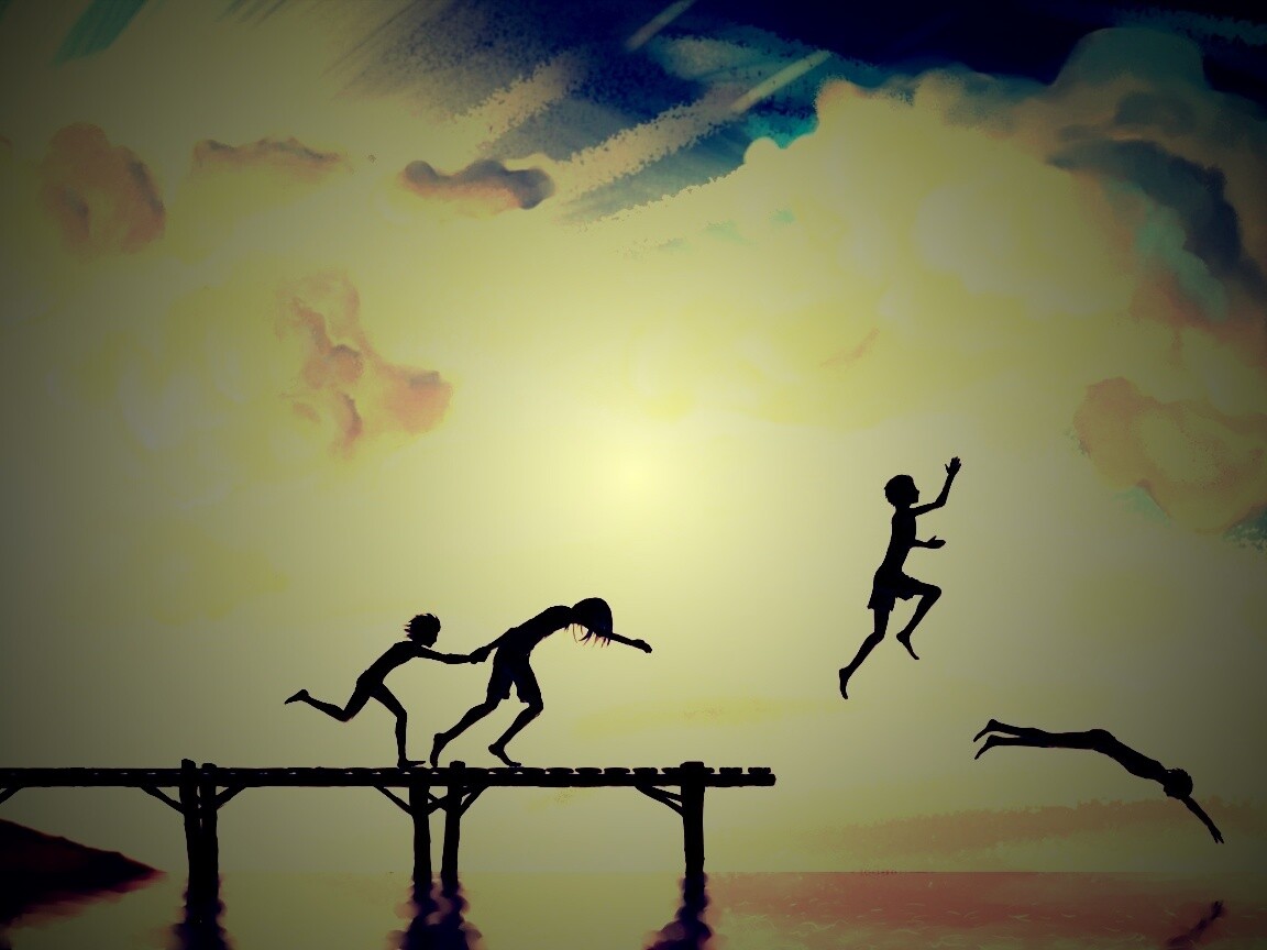 Прыжки с причала обои