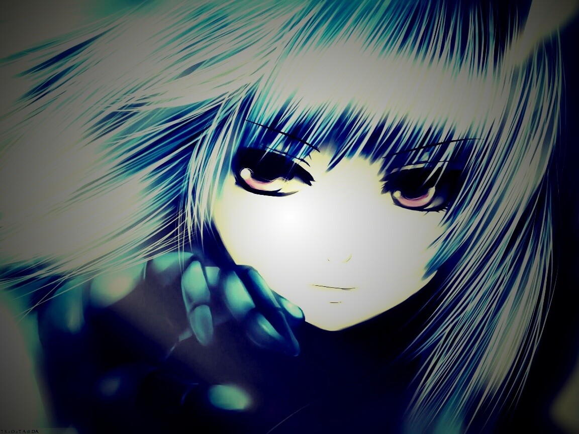 Девушка с голубыми волосами обои