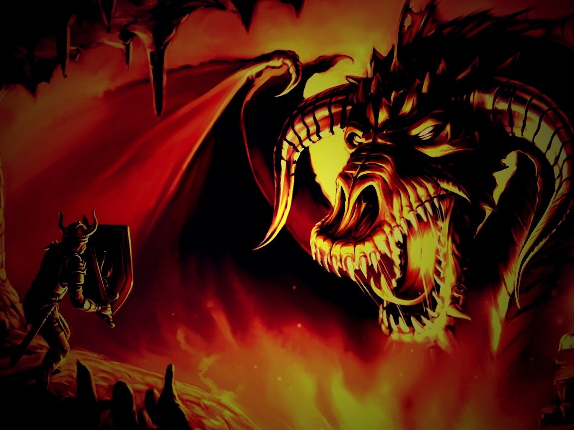 Рыцарь против дракона обои