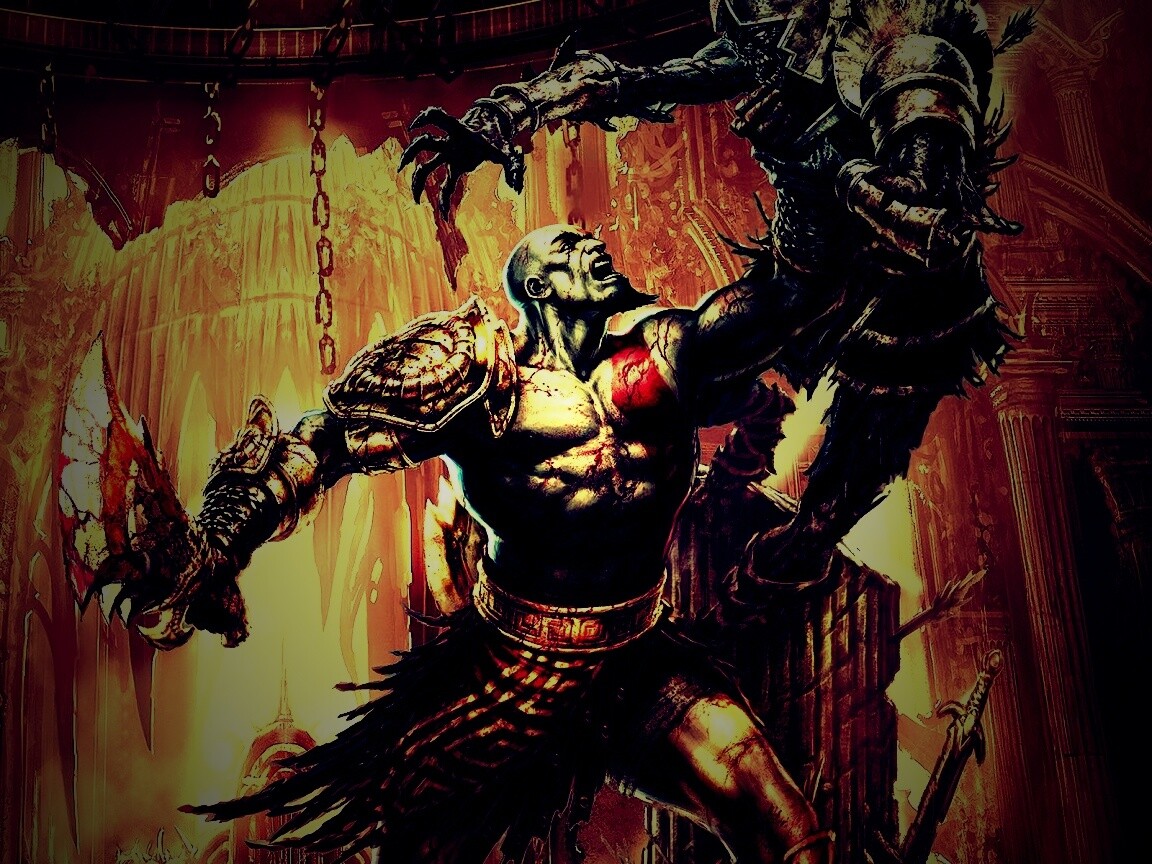 Кратос с мечем обои