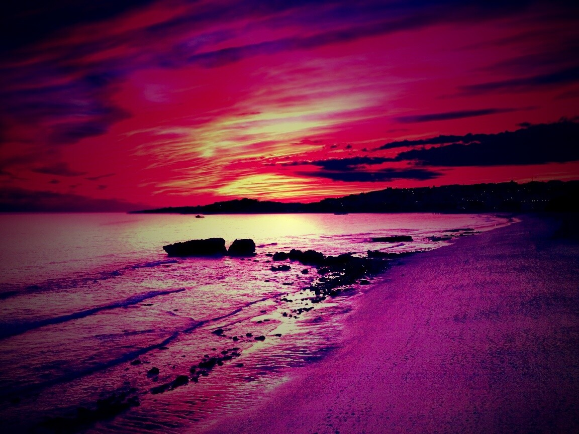 Бесподобный закат на море обои