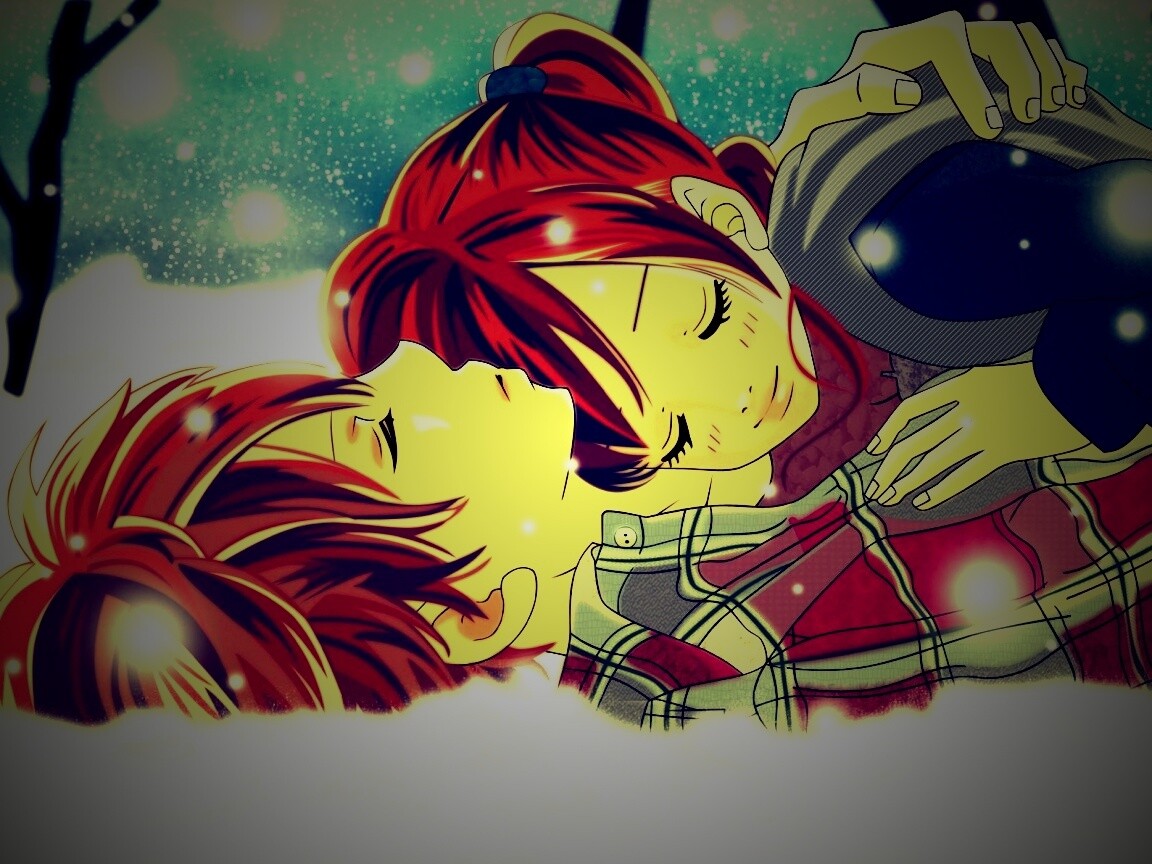 Двое на снегу из Bokura Ga Ita обои