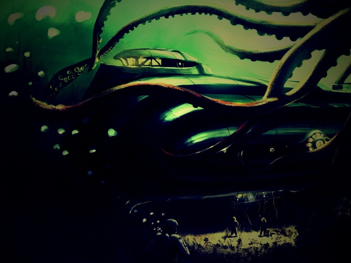 Наутилус в плену щупалец обои