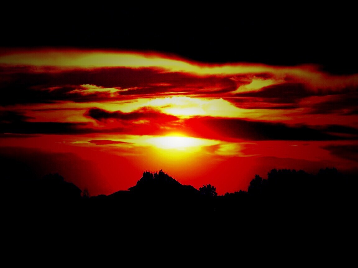 Оранжевый закат обои