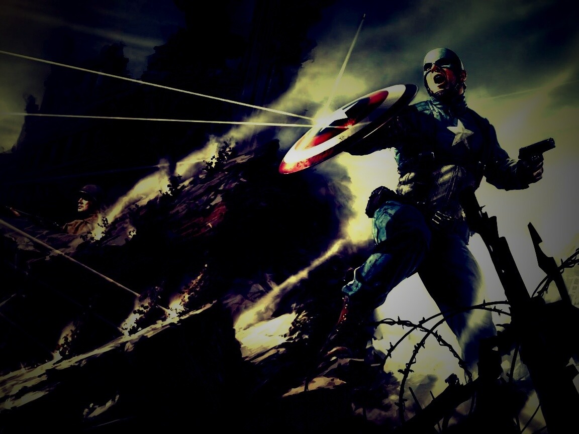 Капитан Америка на баррикадах обои