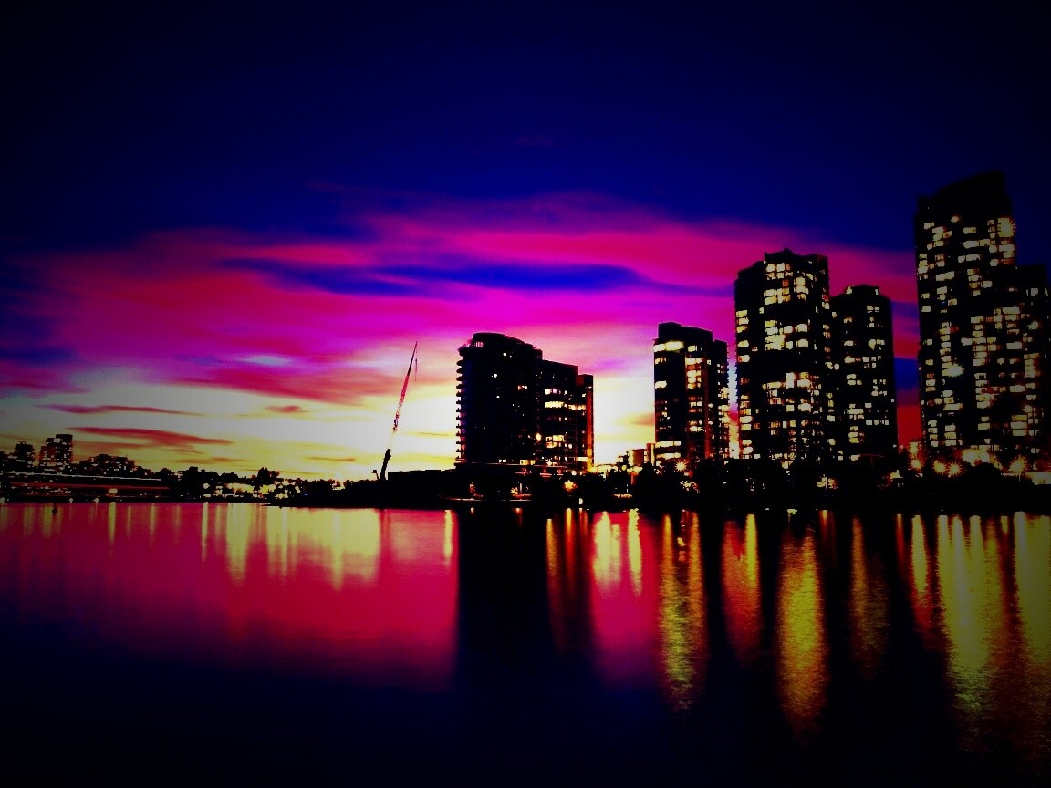 Фиолетовый закат в Ванкувере обои