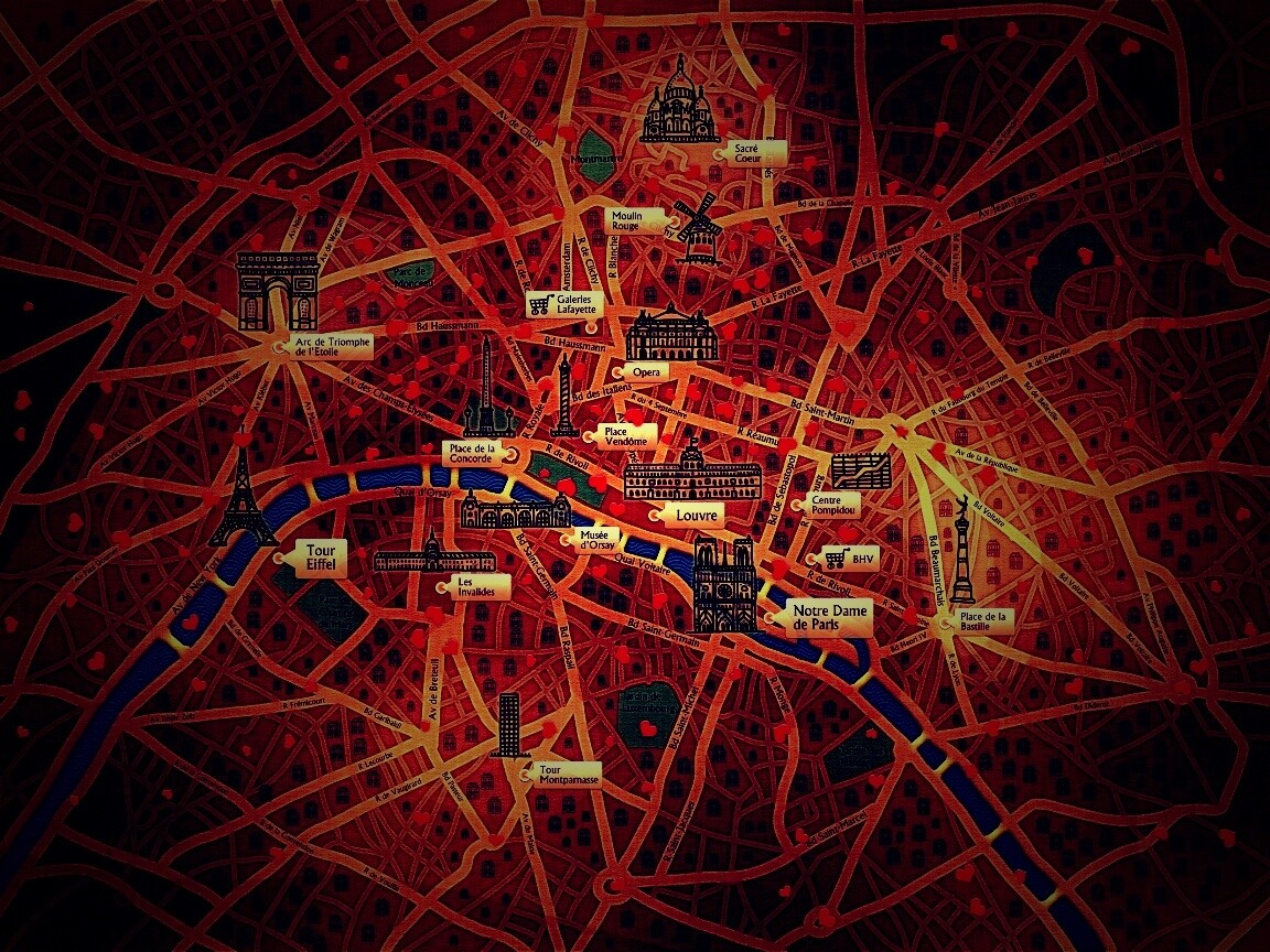 Карта Парижа обои