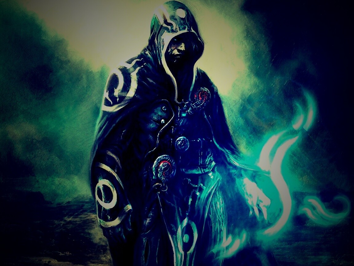 Темный маг в плаще-накидке обои