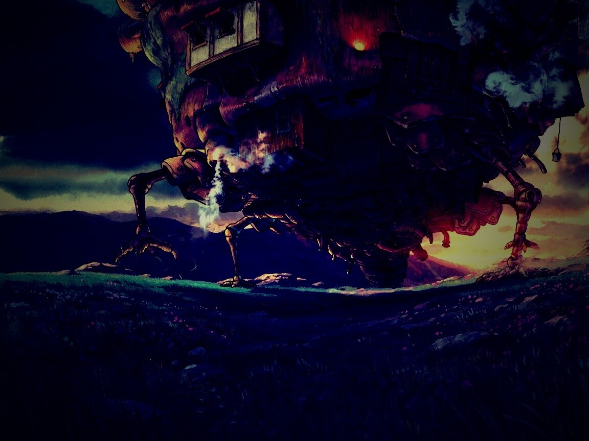 Ходячий замок в движении обои