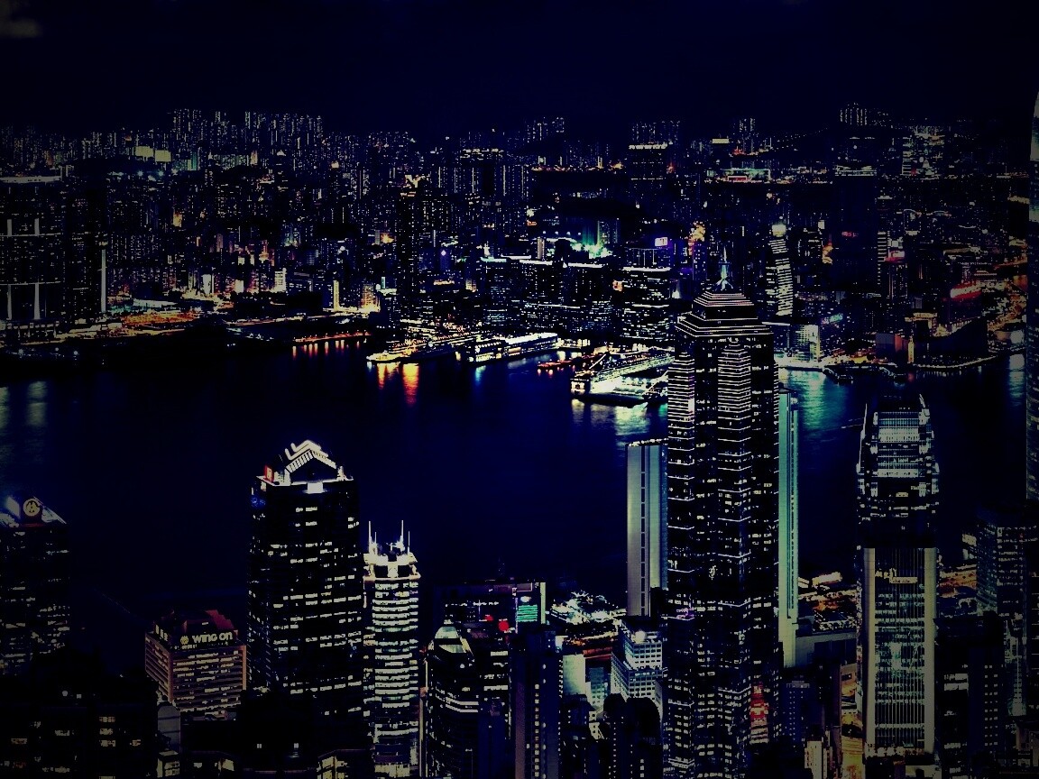 Небоскребы ночью обои