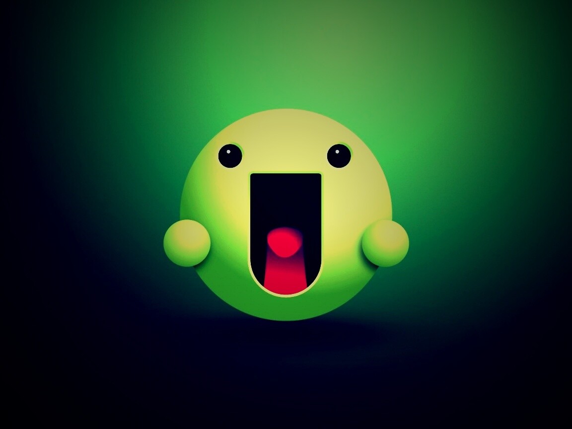 Веселый зеленый смайлик обои