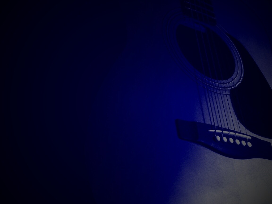 Акустическая гитара в синих тонах обои