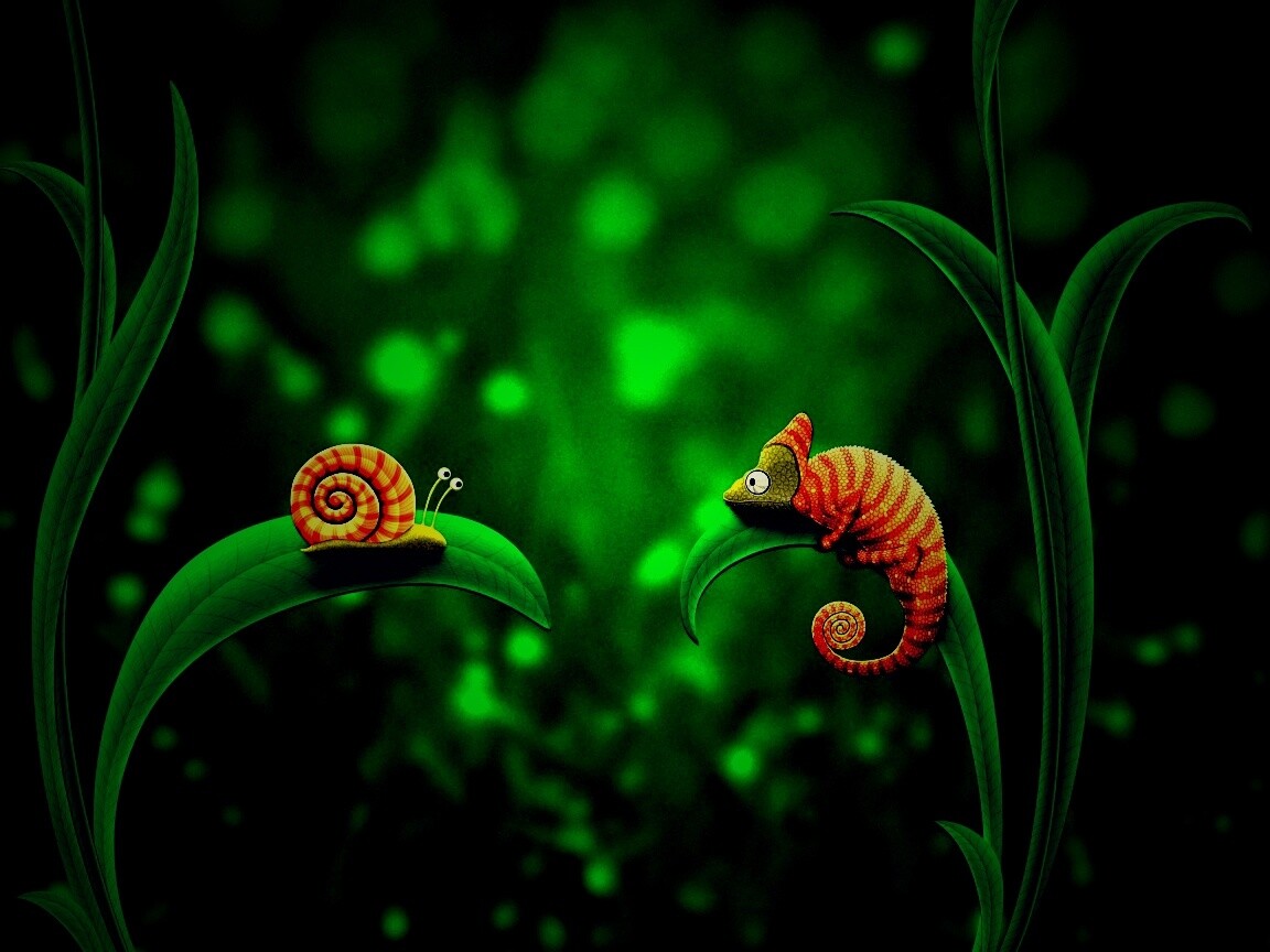 Хамелеон замаскированный под улитку обои