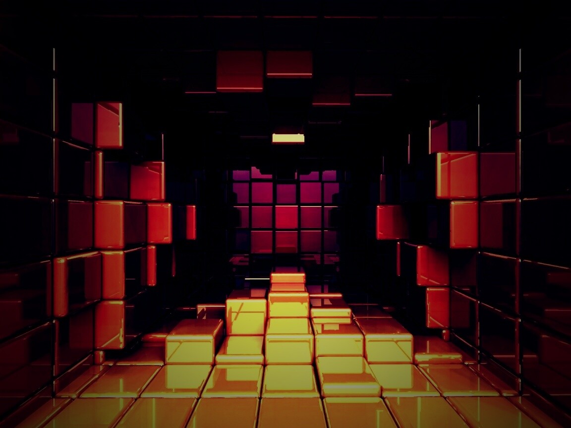 Комната из кубов обои