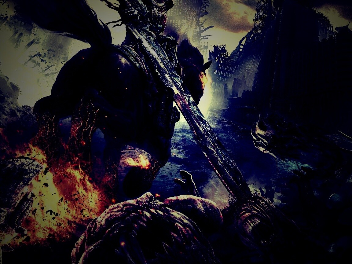 Темный рыцарь на демоническом коне обои