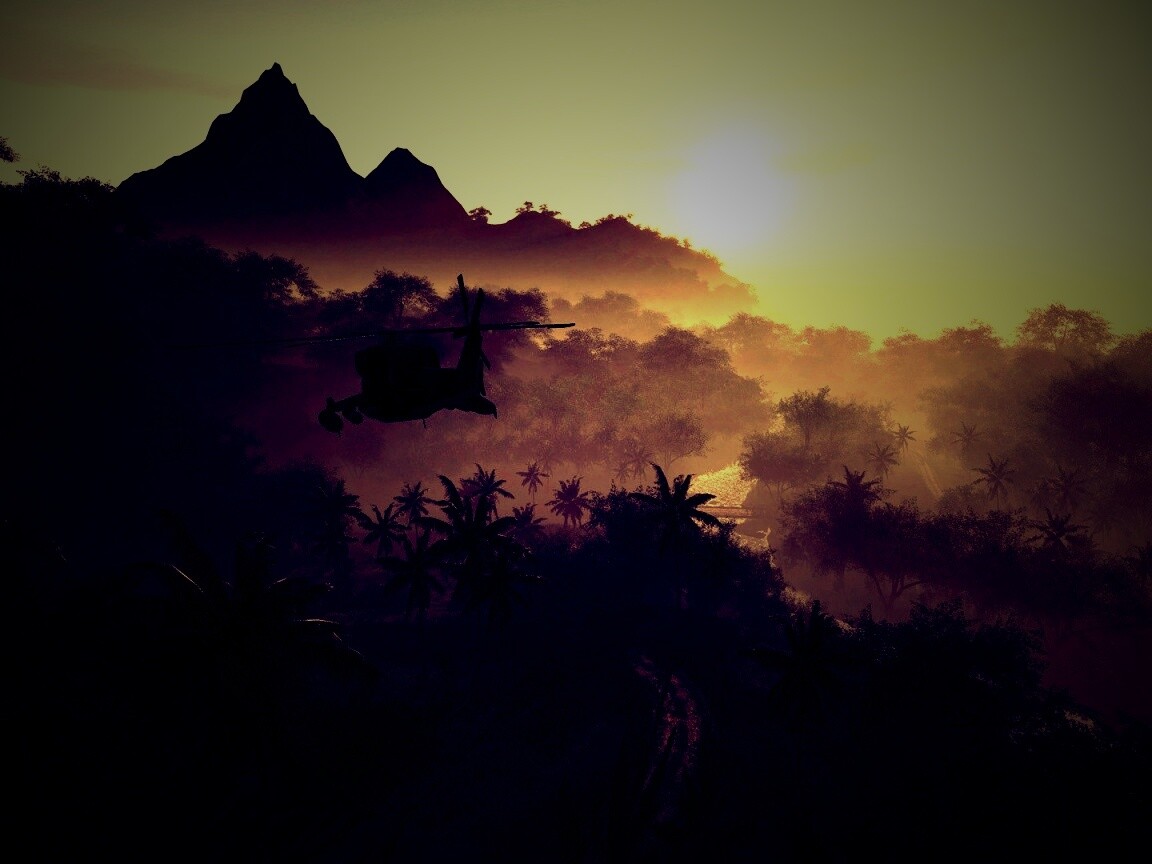 Вертолет над тропиками в crysis обои