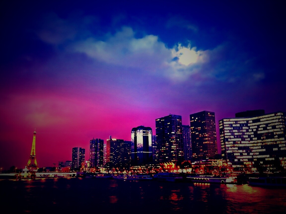 Вид на ночной Париж обои