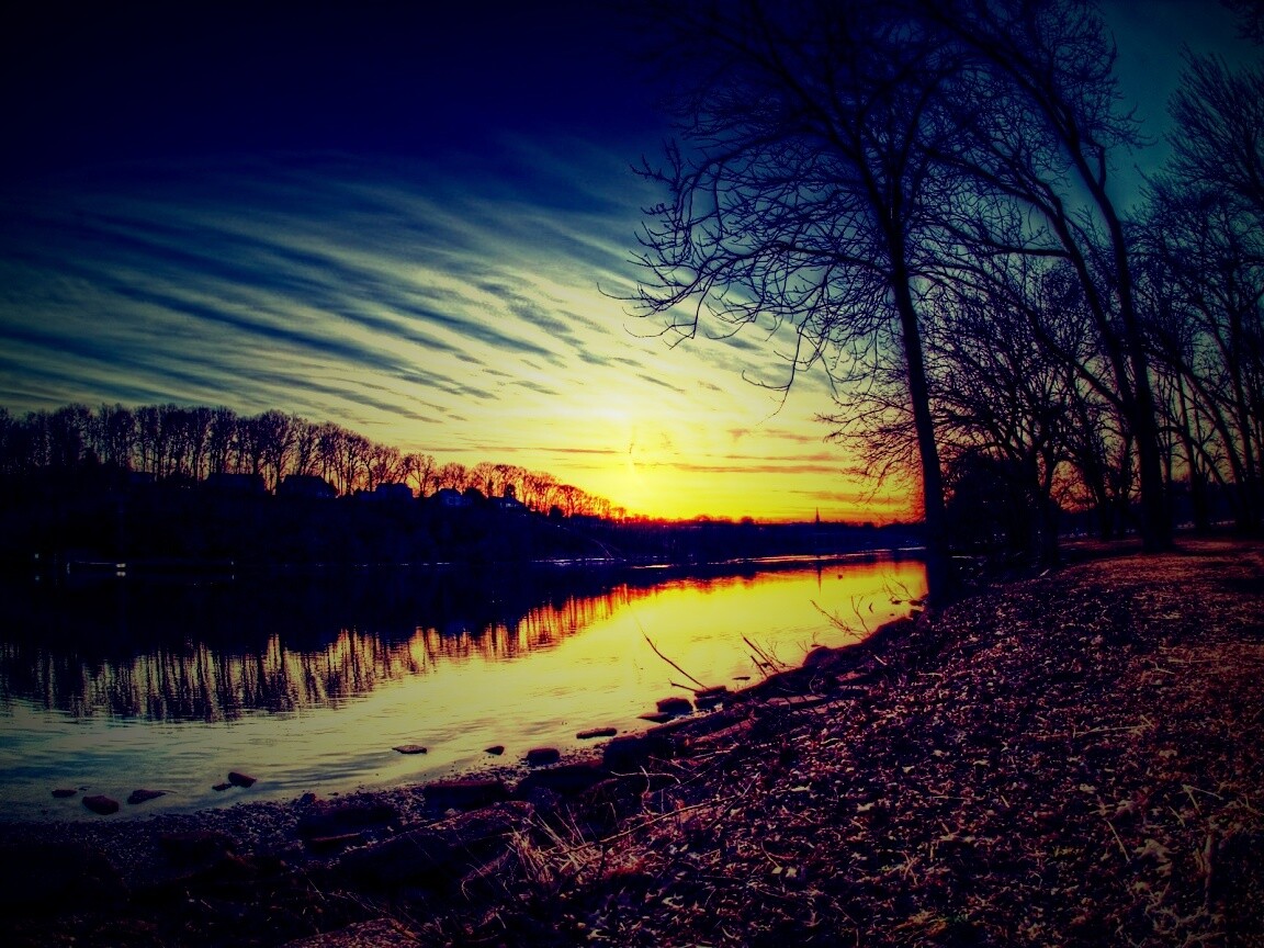 Осенний закат обои