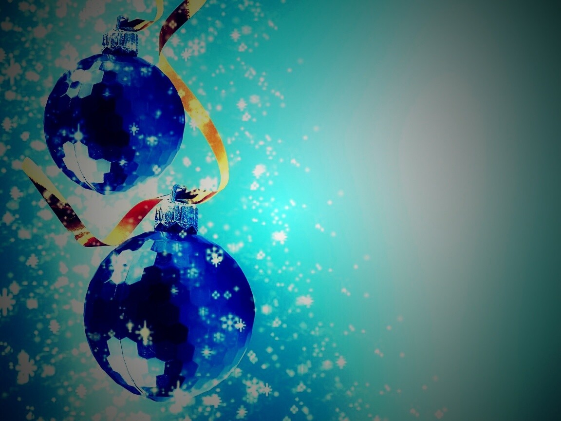 Синие новогодние шары обои