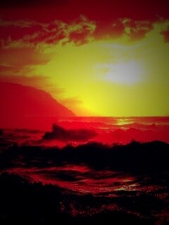 Волны на закате обои