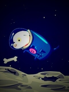 Собачка на луне обои