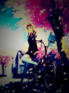 Японская школьница на велосипеде обои