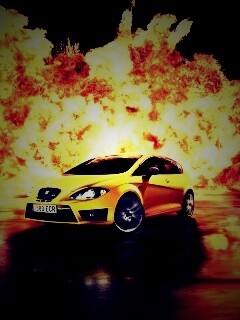 Желтый Леон на фоне взрыва обои