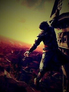 Ассасин лезет на башню обои