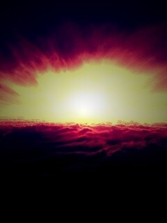 Закат над облаками обои