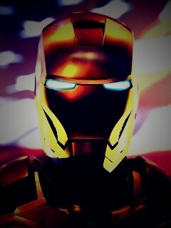 Железный человек на фоне американского флага обои