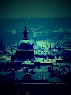 Город зимой обои