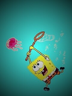 Губка Боб гонится за медузой обои