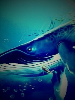 Кит и девушка обои