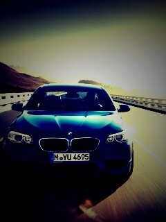 Синий БМВ на дороге обои