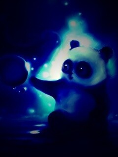 Панда и пузырек обои