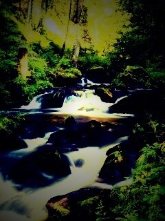 Живописный лесной водопад обои