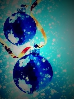 Синие новогодние шары обои