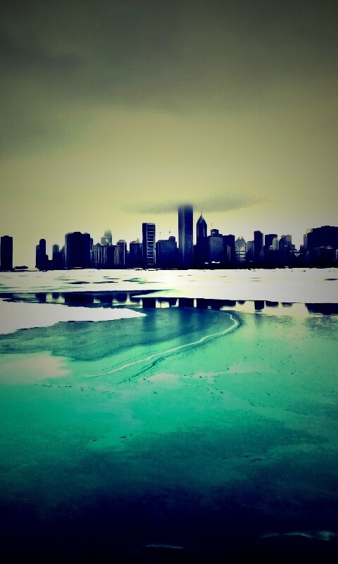 Зимний город обои