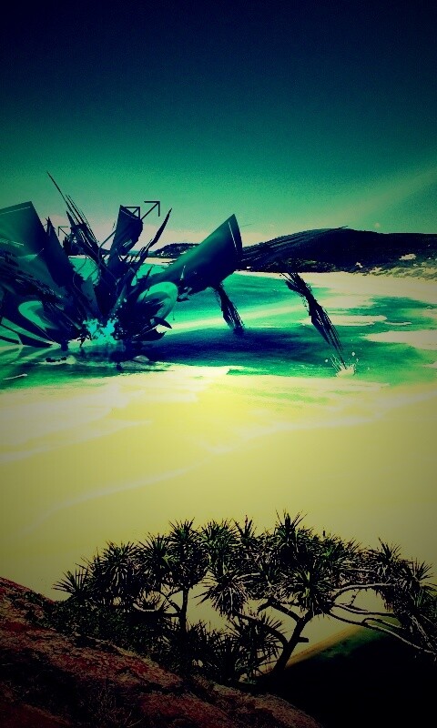 Робот на побережье обои